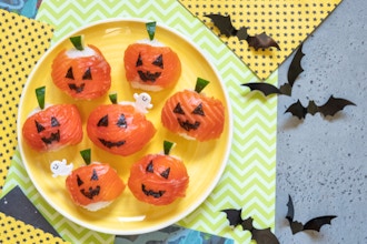 Unique Sushi Roll: Halloween Sushi ! Pumpkin & Skeleton